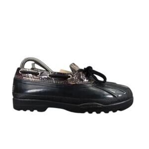 Sperry Shoes Womens 6 Boots Waterproof Rubber Top Sider Black Brown Plaid Casual